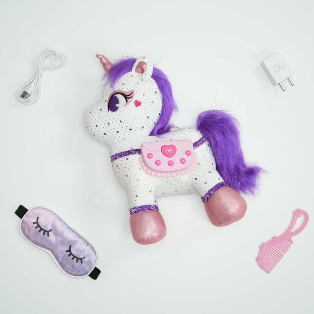 オルゴナイト　ユニコーン　リボン　〜台座付き〜 Lovabies ZeeZee | Storytelling Unicorn Toy | PlayShifu